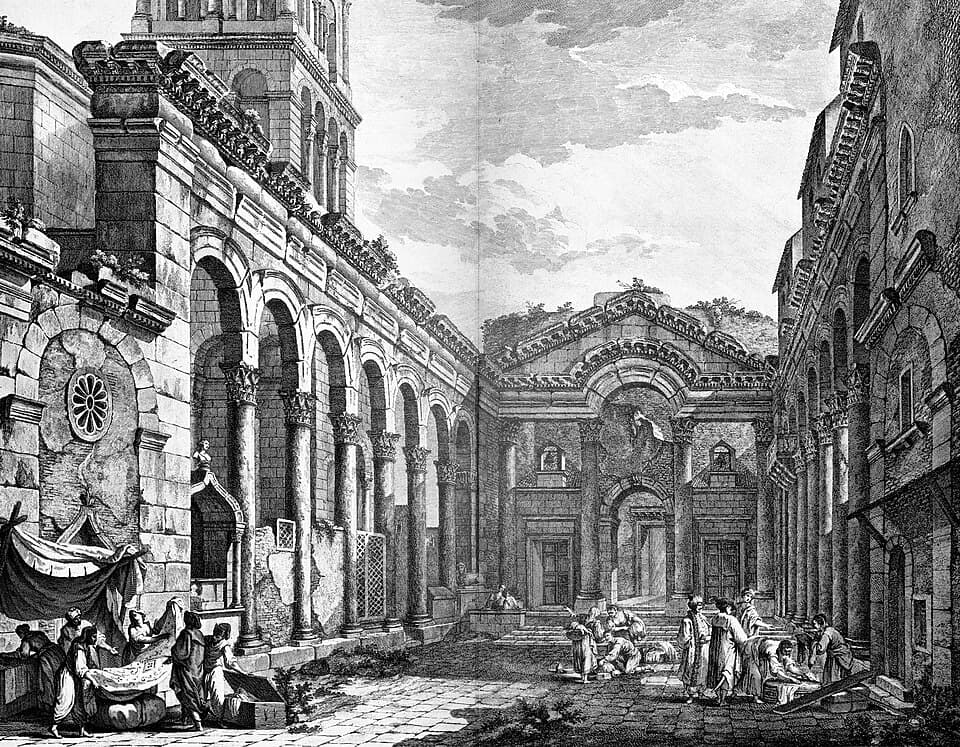 Peristil Dioklecijanove palače — bakrorez Roberta Adama, 1764.