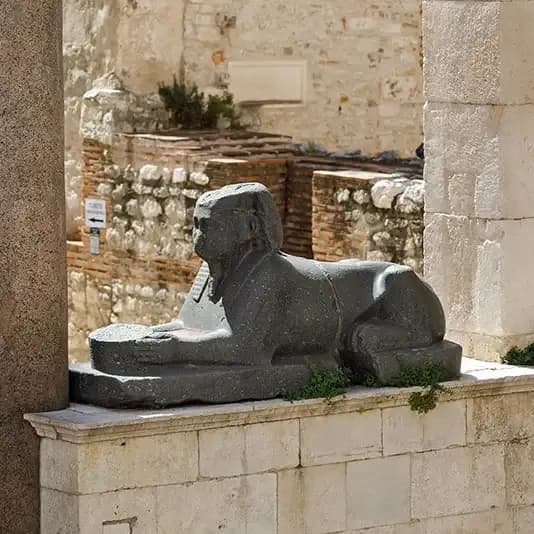 The Egyptian sphinx on Peristil Square, in front of Lvxor