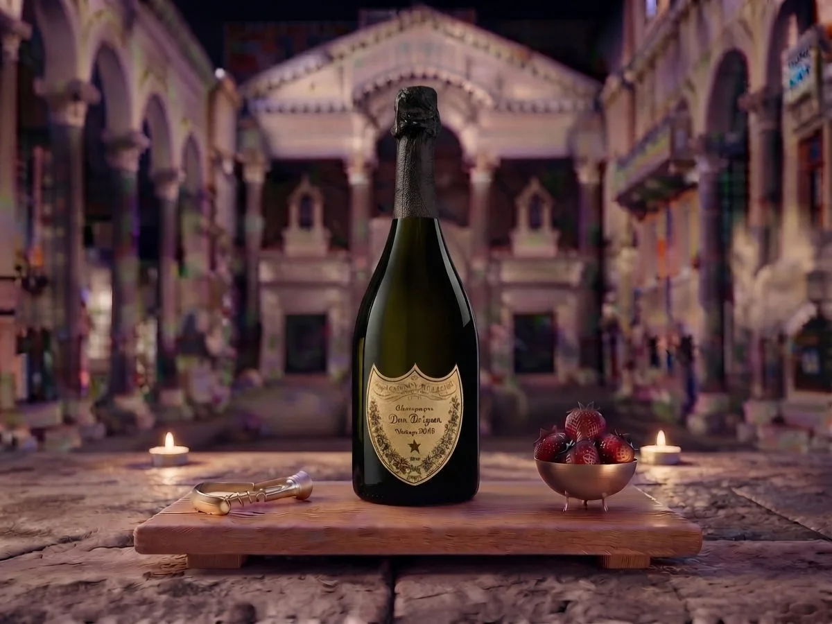 Dom Pérignon Vintage, bottiglia da 0,75 l sul Peristilio, Café & Restaurant Lvxor Spalato