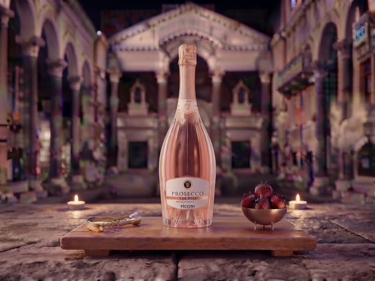 Piccini Prosecco Venetian Dress Rosé, bottiglia da 0,75 l sul Peristilio, Café & Restaurant Lvxor Spalato