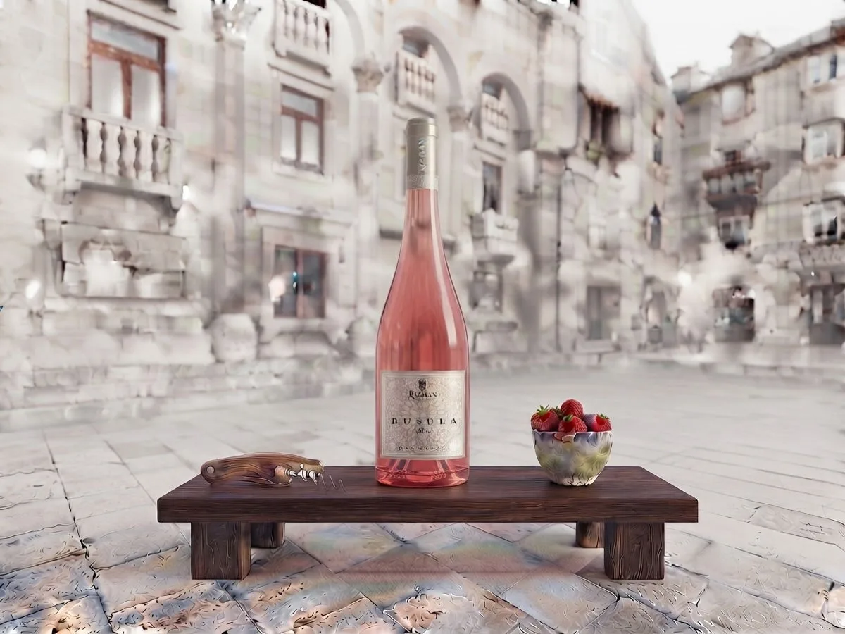 Rizman Rosé, bottiglia da 0,75 l sul Peristilio, Café & Restaurant Lvxor Spalato