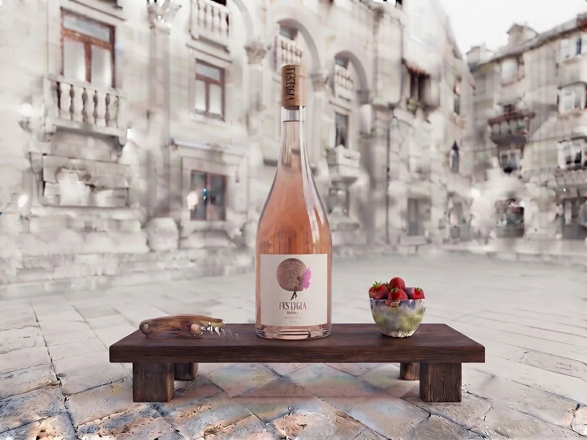 Rosé Festigia, bottiglia da 0,75 l sul Peristilio, Café & Restaurant Lvxor Spalato